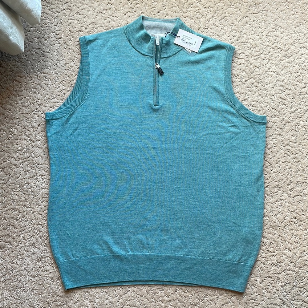 NWT Peter Millar XL merino wool 1/3 zip vest